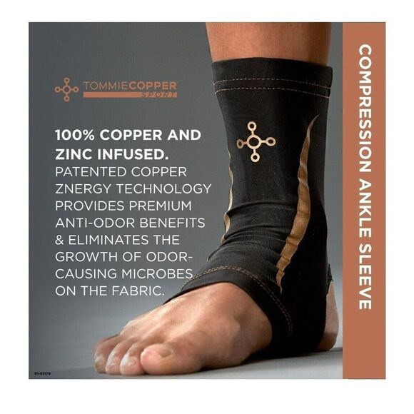 Tommie Copper Ankle Compression Sleeve Joint Ankle Pain Relief Small Medium - Picture 7 of 10